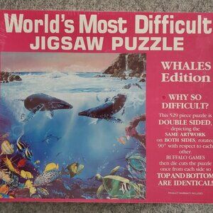 Worlds Most Difficult Puzzle Whales Edition Double Sided 529 - NOS 1993